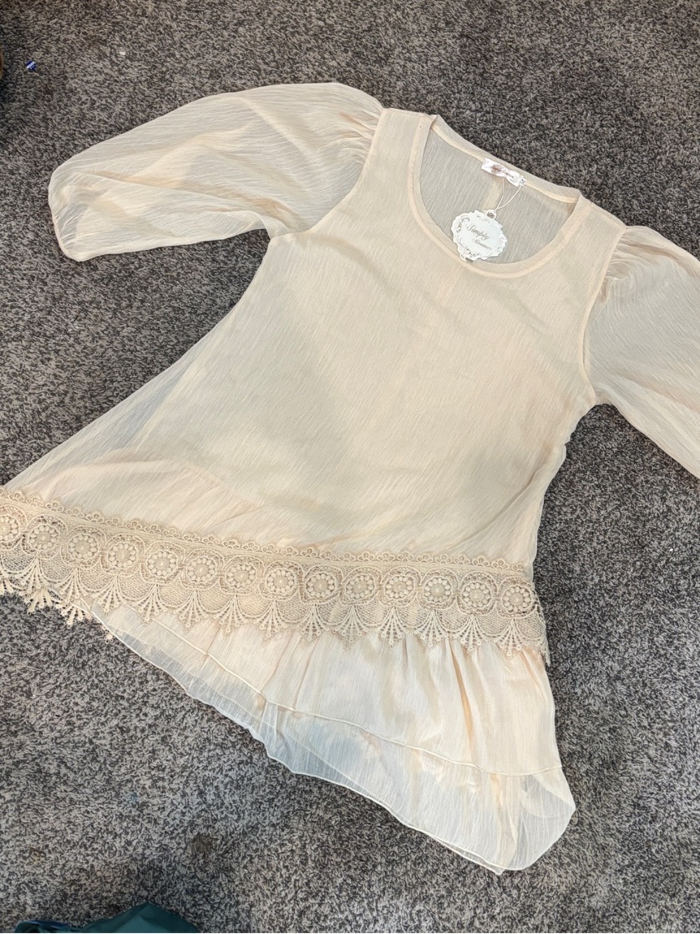 Simply Couture Cream Lace-Hem Midi Dress